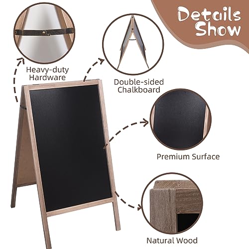 Extra Large Wooden 40’’ x 22’’ Chalkboard,A-Frame Chalkboard Sign Double-Sided Sidewalk Chalkboard Easel Sturdy