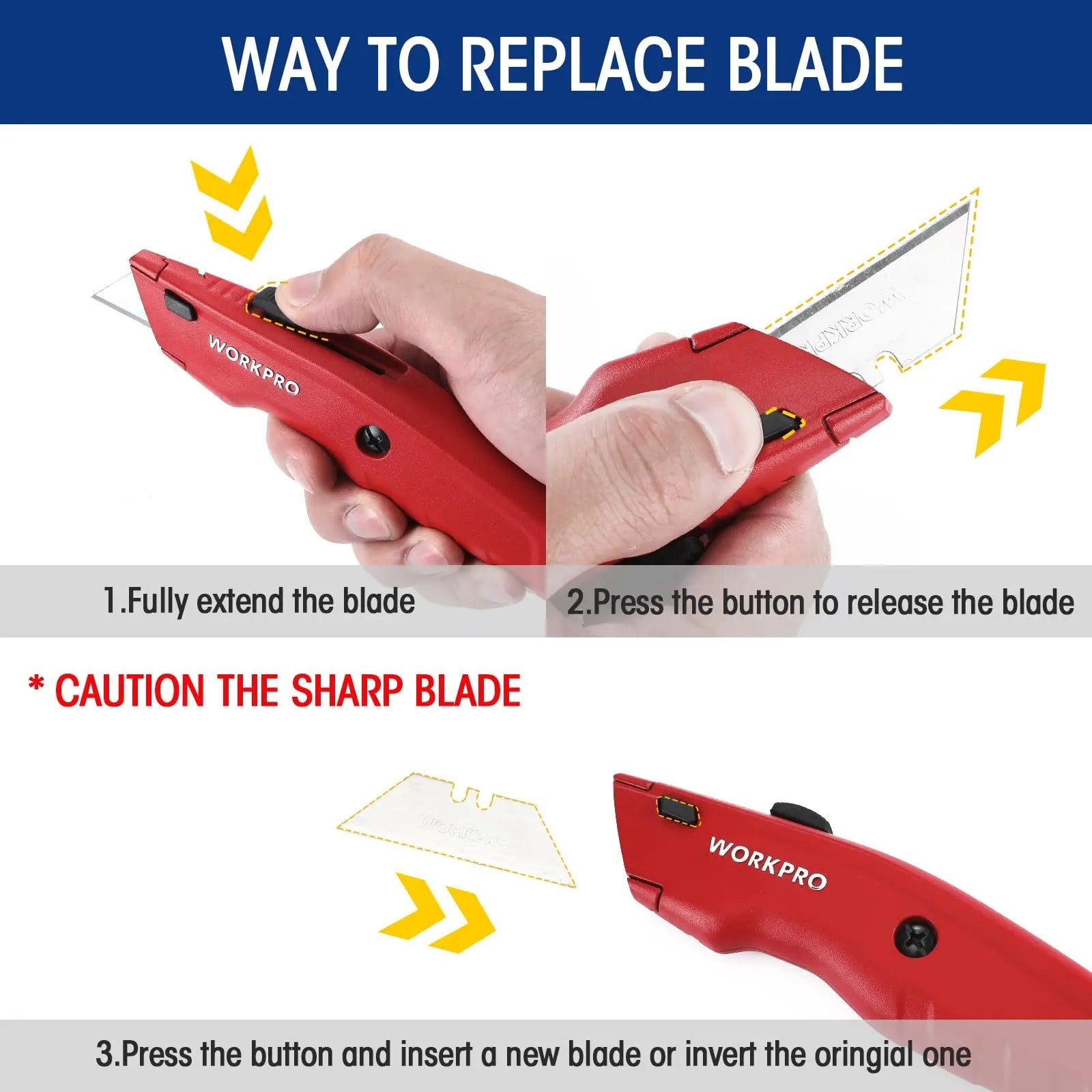 WORKPRO Premium Utility Knife, Retractable All Metal Heavy Duty Box Cutter, Quick Change Blade Razor Knife, with 10 Extra Blades - North State Signs & Printing