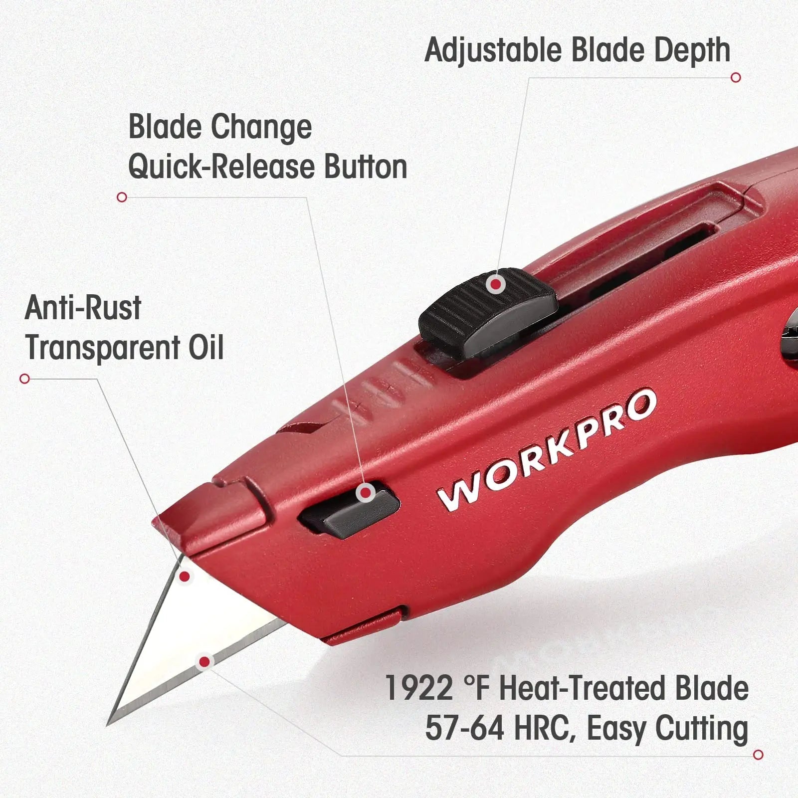 WORKPRO Premium Utility Knife, Retractable All Metal Heavy Duty Box Cutter, Quick Change Blade Razor Knife, with 10 Extra Blades - North State Signs & Printing