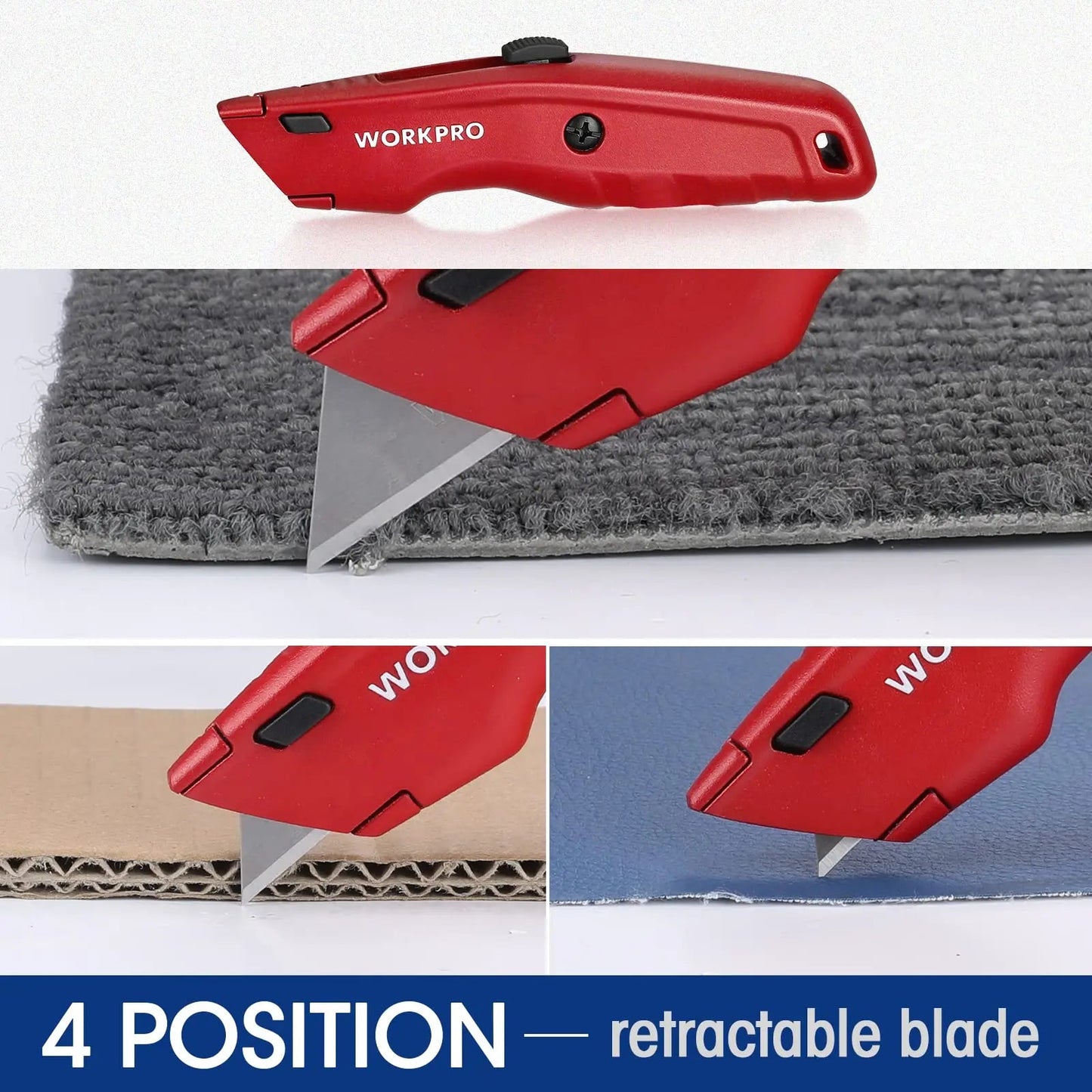 WORKPRO Premium Utility Knife, Retractable All Metal Heavy Duty Box Cutter, Quick Change Blade Razor Knife, with 10 Extra Blades - North State Signs & Printing