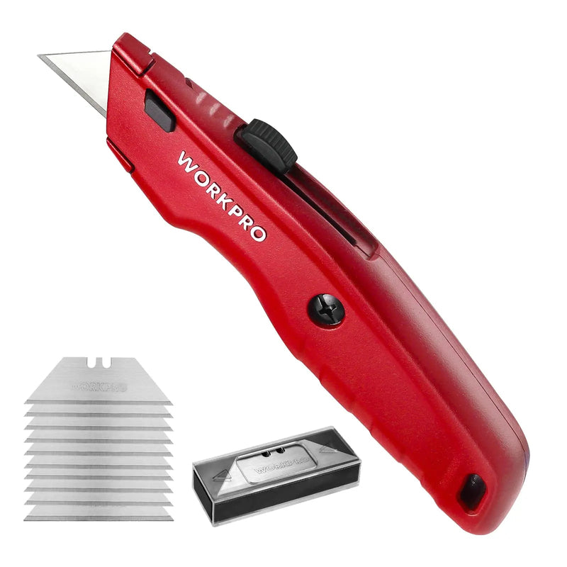 WORKPRO Premium Utility Knife, Retractable All Metal Heavy Duty Box Cutter, Quick Change Blade Razor Knife, with 10 Extra Blades - North State Signs & Printing
