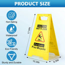WOUSEDO 2 - Pack Caution Wet Floor Sign,17.5" Height,Bright Yellow Double - Sided Folding A - Shaped Frame Design, Bilingual Caution Message - North State Signs & Printing