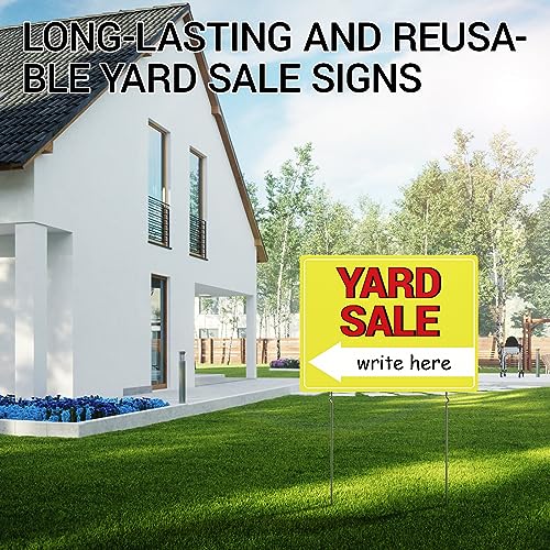 MTCode Yard Sale Sign 17’’*13’’ Yard Sale Signs with Stakes 3PCS Waterproof Yard Sale Kit Double Sided Yard