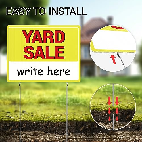 MTCode Yard Sale Sign 17’’*13’’ Yard Sale Signs with Stakes 3PCS Waterproof Yard Sale Kit Double Sided Yard