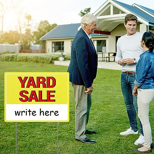 MTCode Yard Sale Sign 17’’*13’’ Yard Sale Signs with Stakes 3PCS Waterproof Yard Sale Kit Double Sided Yard