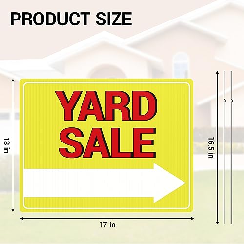 MTCode Yard Sale Sign 17’’*13’’ Yard Sale Signs with Stakes 3PCS Waterproof Yard Sale Kit Double Sided Yard