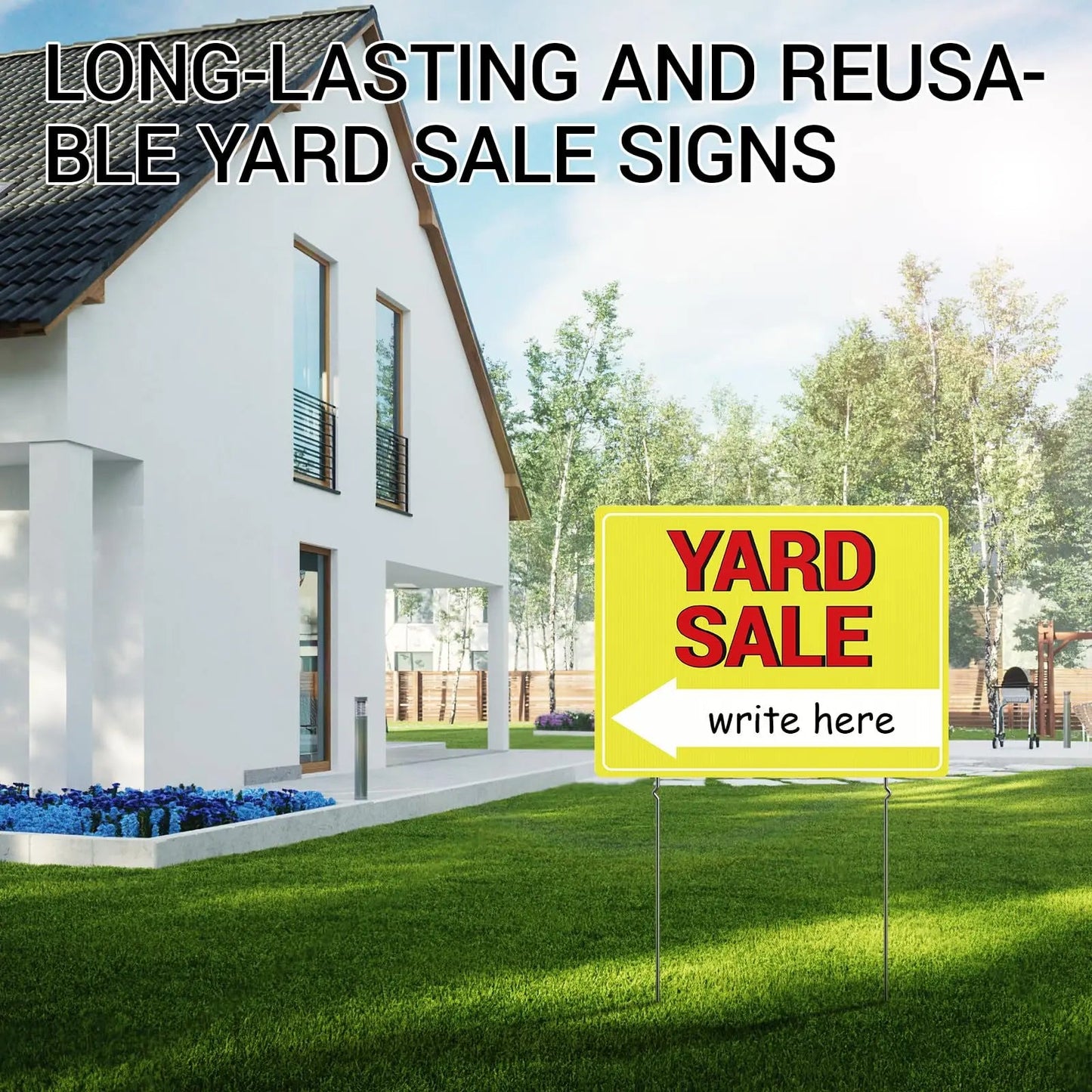 Yard Sale Sign, 17"*13" Yard Sale Signs with Stakes, 3PCS Waterproof Yard Sale Kit, MTCode Double Sided Yard Sale Signs with Directional Arrows - North State Signs & Printing