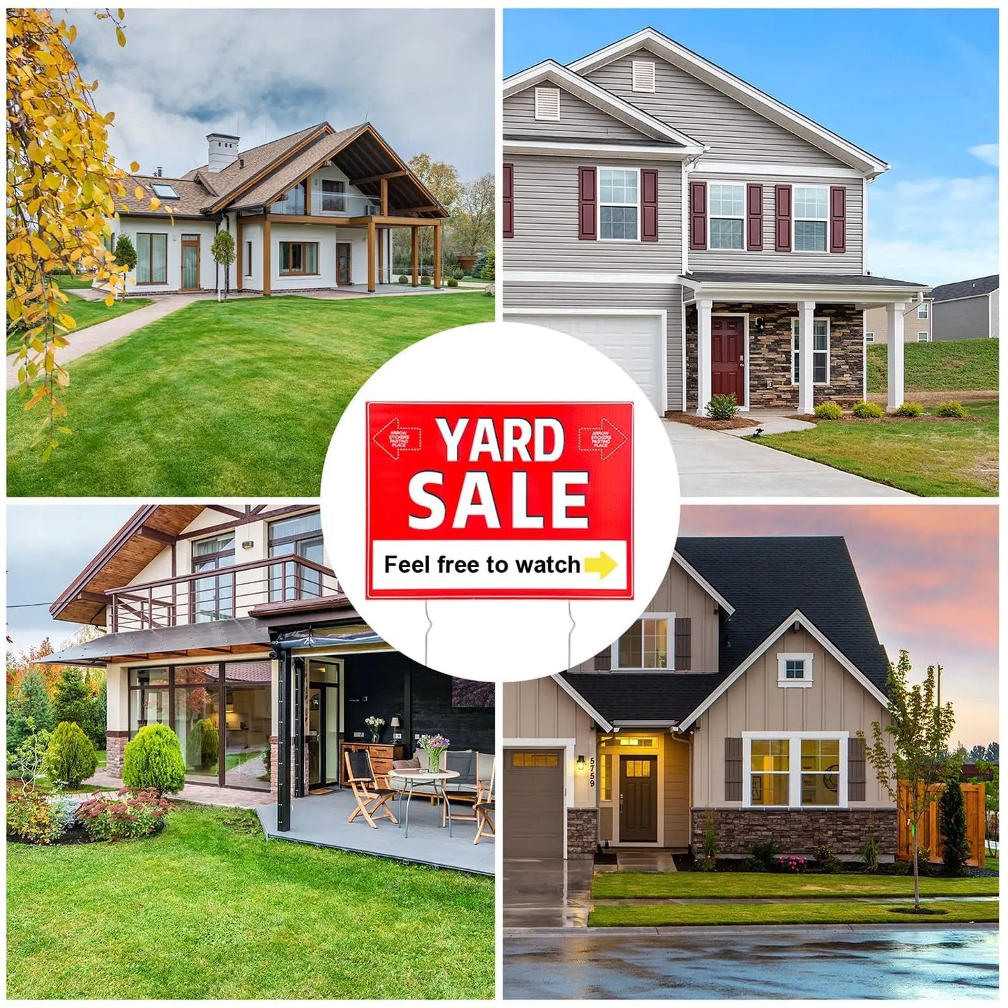 Yard Sale Signs 4Pack Double Sided Printed For Sale Signs with Metal Stakes Waterproof Corrugated Garage Sale Signs for Outdoor Estate Sale SCNWQ - North State Signs & Printing