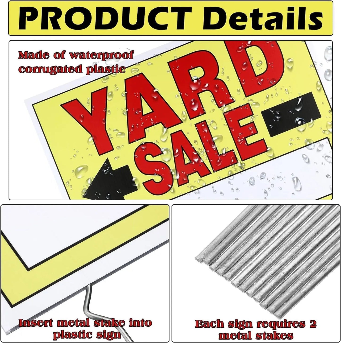 Yard Sale Signs 4Pack Double Sided Printed For Sale Signs with Metal Stakes Waterproof Corrugated Garage Sale Signs for Outdoor Estate Sale SCNWQ - North State Signs & Printing