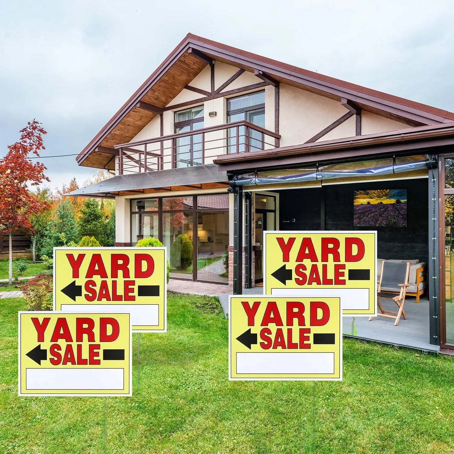 Yard Sale Signs 4Pack Double Sided Printed For Sale Signs with Metal Stakes Waterproof Corrugated Garage Sale Signs for Outdoor Estate Sale SCNWQ - North State Signs & Printing