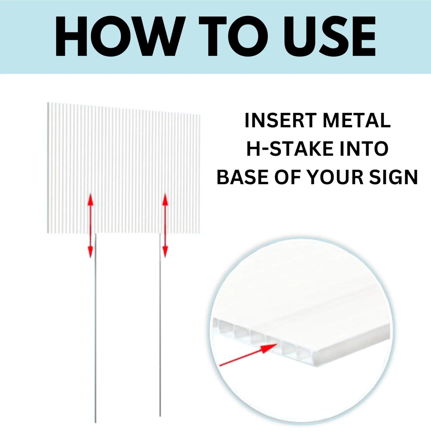 Yard Sign Stakes Tacmaster 25 Pack 17"x7" | Wire Metal Yard H Stakes for 4mm Corrugated Panels, Blank Lawn Sign Posts and Real Estate Signs | Waterproof and Wind Resistant - North State Signs & Printing