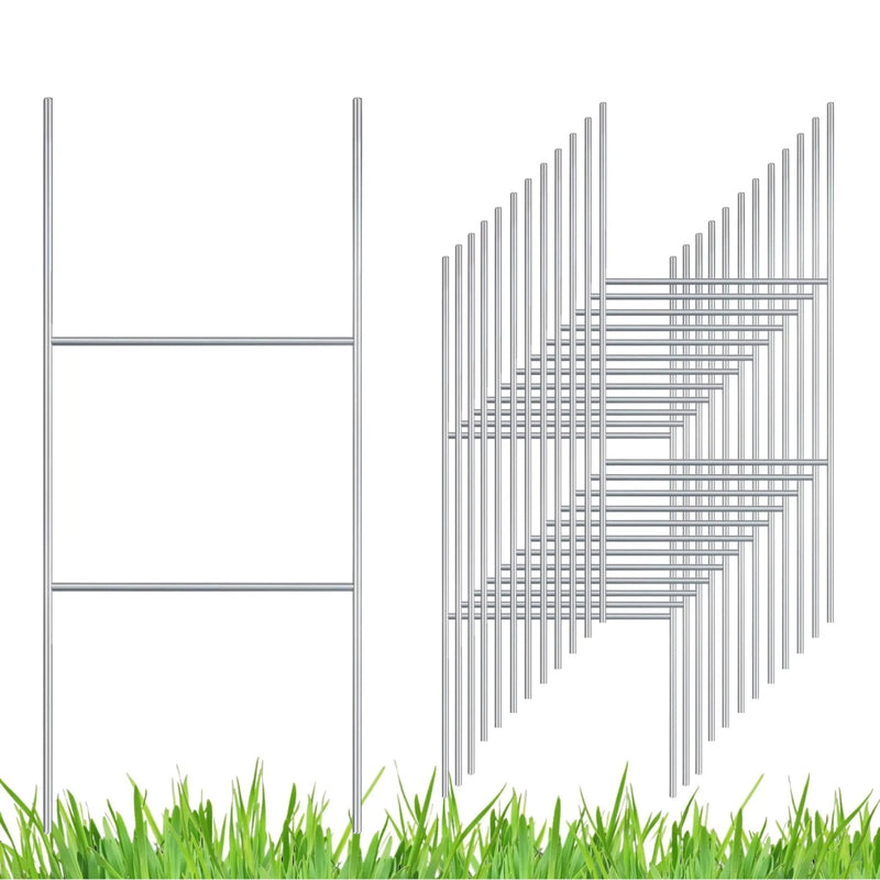 Yard Sign Stakes Tacmaster 25 Pack 17"x7" | Wire Metal Yard H Stakes for 4mm Corrugated Panels, Blank Lawn Sign Posts and Real Estate Signs | Waterproof and Wind Resistant - North State Signs & Printing