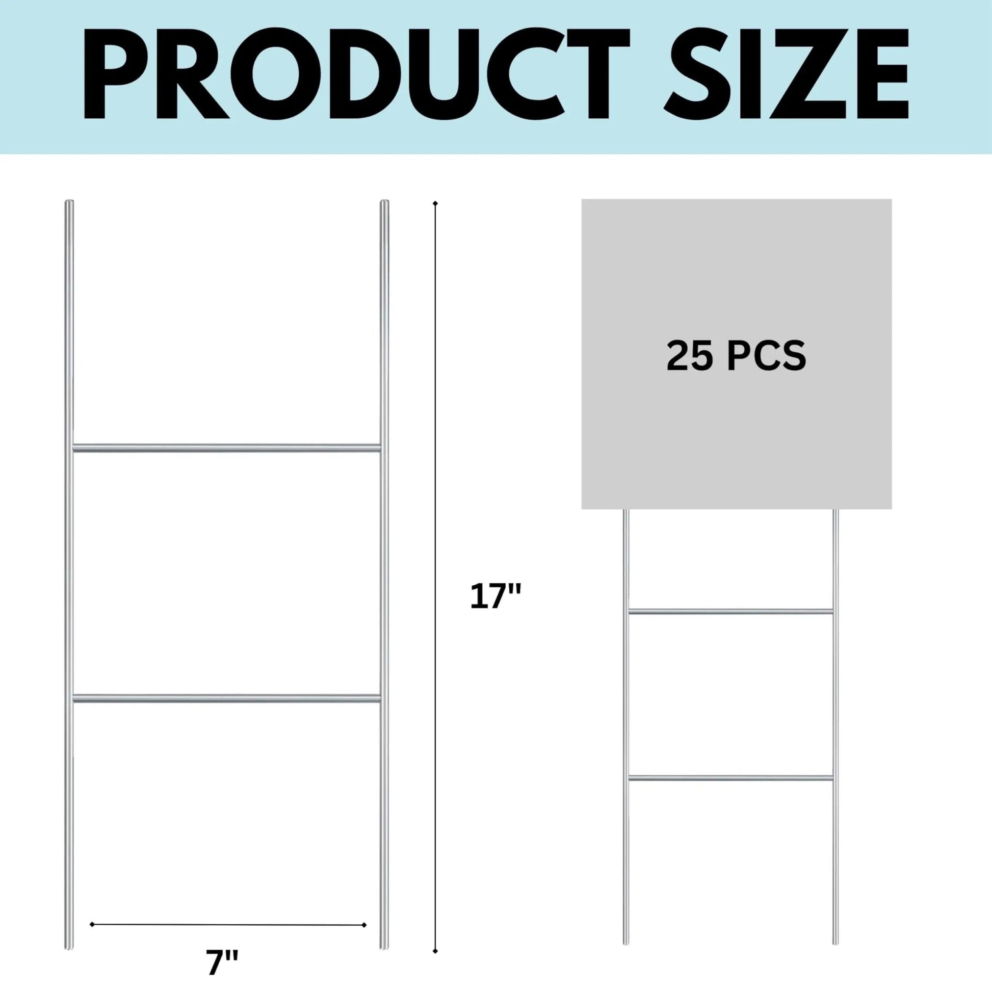 Yard Sign Stakes Tacmaster 25 Pack 17"x7" | Wire Metal Yard H Stakes for 4mm Corrugated Panels, Blank Lawn Sign Posts and Real Estate Signs | Waterproof and Wind Resistant - North State Signs & Printing
