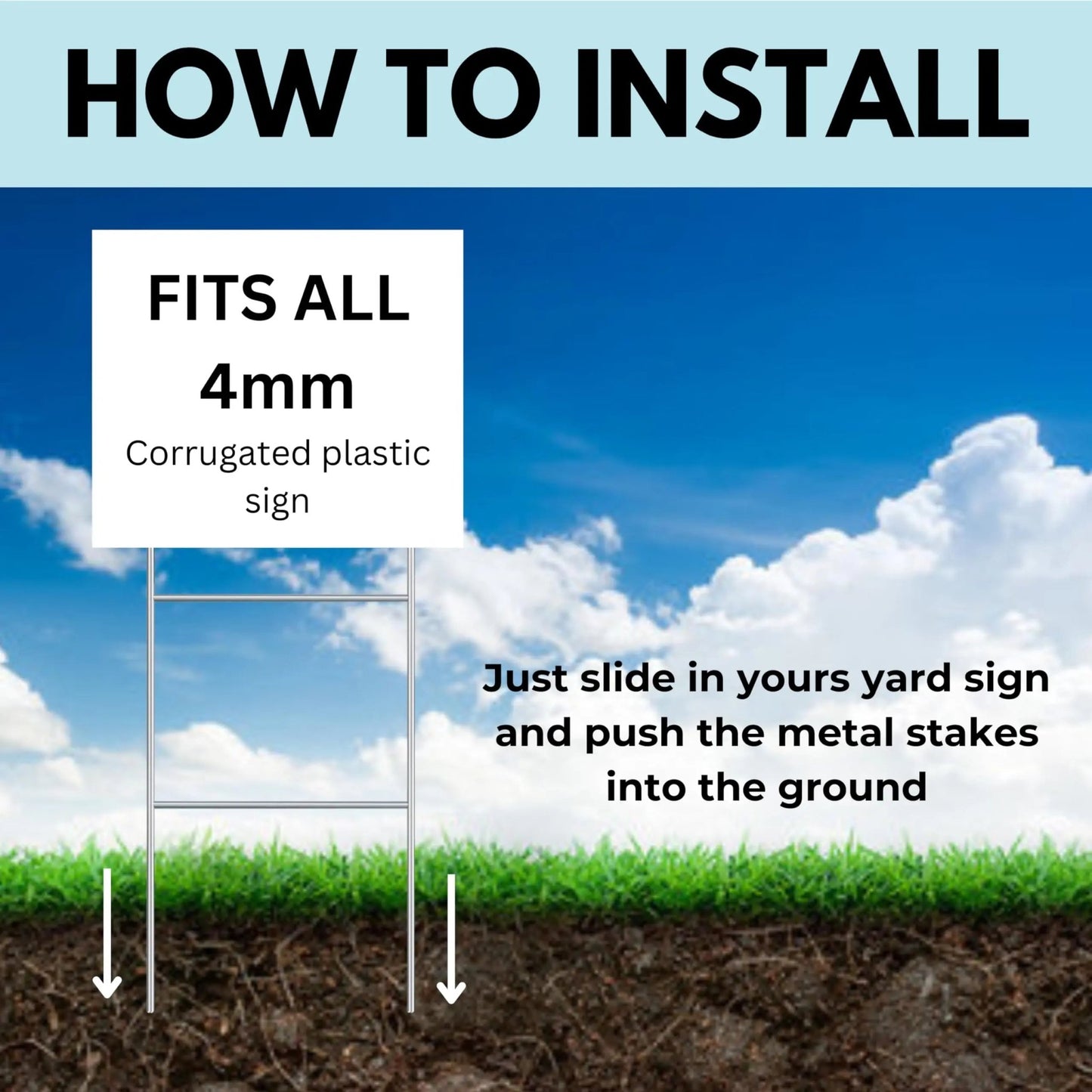 Yard Sign Stakes Tacmaster 25 Pack 17"x7" | Wire Metal Yard H Stakes for 4mm Corrugated Panels, Blank Lawn Sign Posts and Real Estate Signs | Waterproof and Wind Resistant - North State Signs & Printing