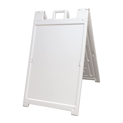 Plasticade 140NSBKBOXED Signicade Deluxe A-Frame Sidewalk Curb Sign Portable Folding Double-Sided Display with Quick-Change System, White