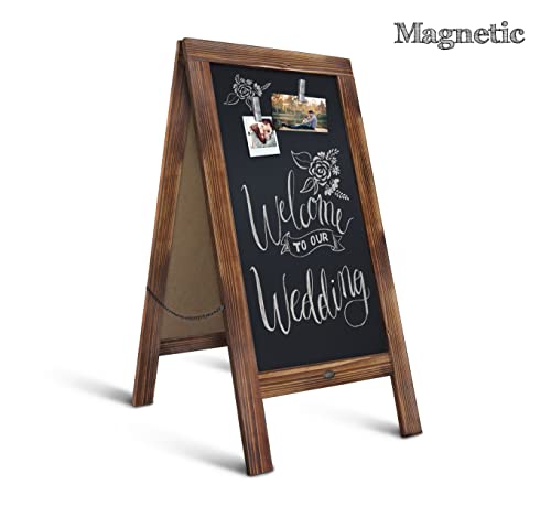 Rustic Magnetic A-Frame Chalkboard Sign/Extra Large 40" x 20" Free Standing Chalkboard Easel/Sturdy Sidewalk Sign Sandwich Board/Outdoor A Frame Chalk Board for Weddings & More!