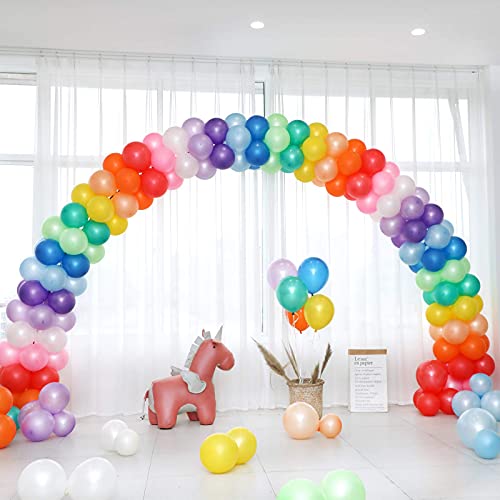 RUBFAC 120 Balloons Assorted Color 12 Inches Rainbow Latex Balloons, 12 Bright Color Party Balloons for Birthday Baby Shower Wedding Party Supplies Arch Garland Decoration