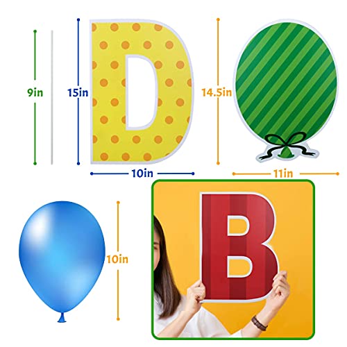 ComboJoy 16Pcs Happy Birthday Yard Sign with Stakes, Personalized Age Plastic Signs with 20 Number Stickers, Bright & Colorful Letters, Weatherproof, Perfect Outdoor Lawn Decorations