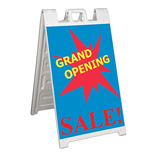 Plasticade 140NSBKBOXED Signicade Deluxe A-Frame Sidewalk Curb Sign Portable Folding Double-Sided Display with Quick-Change System, White
