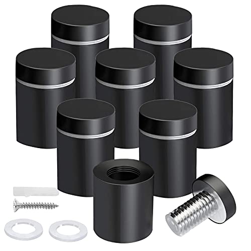 MTRSOCHO 8 Pack Standoff Screws 3/4 x 1 Inch Black Sign Standoffs Stainless Steel Stand Off Wall Mounts for Hanging Acrylic Picture Frame, Advertising Screws Kit