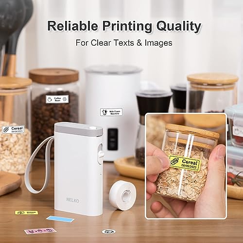 Nelko Label Maker Machine with Tape, P21 Portable Bluetooth Label Printer, Wireless Handheld Sticker Maker Mini Label Makers with Multiple Templates, Light Yellow