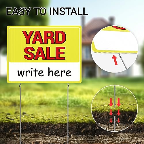 MTCode Yard Sale Sign, 17"*13" Yard Sale Signs with Stakes, 3PCS Waterproof Yard Sale Kit, Double Sided Yard Sale Signs with Directional Arrows