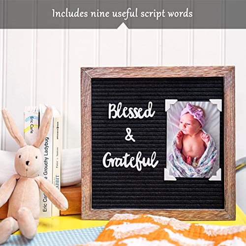 Felt Letter Board with Precut Letters Number Set 10x10 Inch, First Day School Board, Changeable Black Message Board Word Classroom Decor Baby Announcement Sign Wifi Password Sign New Pregnancy Baby