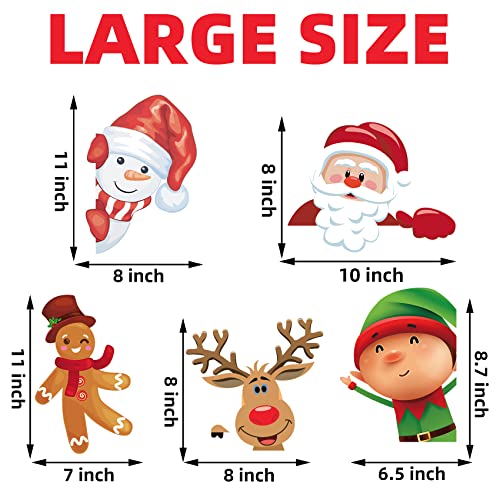 Double-Sided Christmas Window Clings, Window Decorations Stickers for Glass,Adorable Designed Decorative Window Film Christmas Snowflakes Clings with Santa Claus,Reindeer,Snowman,ELF