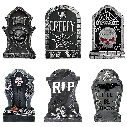 6 Packs Yard Signs for Halloween Decorations Tombstones, 13.8inch Halloween Tombstone Yard Sign for Outdoor Lawn Decor