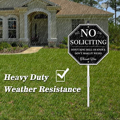 Uflashmi No Soliciting Yard Sign, No Soliciting Sign for House Yard with Stake, 10” x 28”, Metal